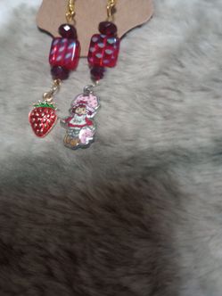 Strawberry shortcake dangle earrings
