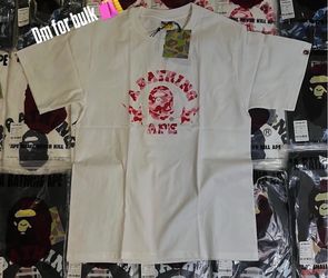 Pink and white bape tee size S