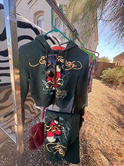 Ed Hardy Green Hoodie and Sweatpants Set