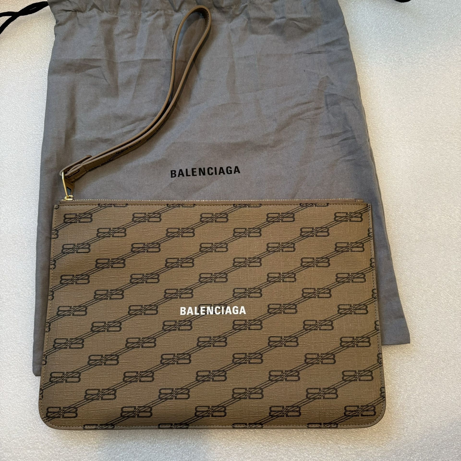 NWOT Balenciaga Monogram Leather Pouch with Strap