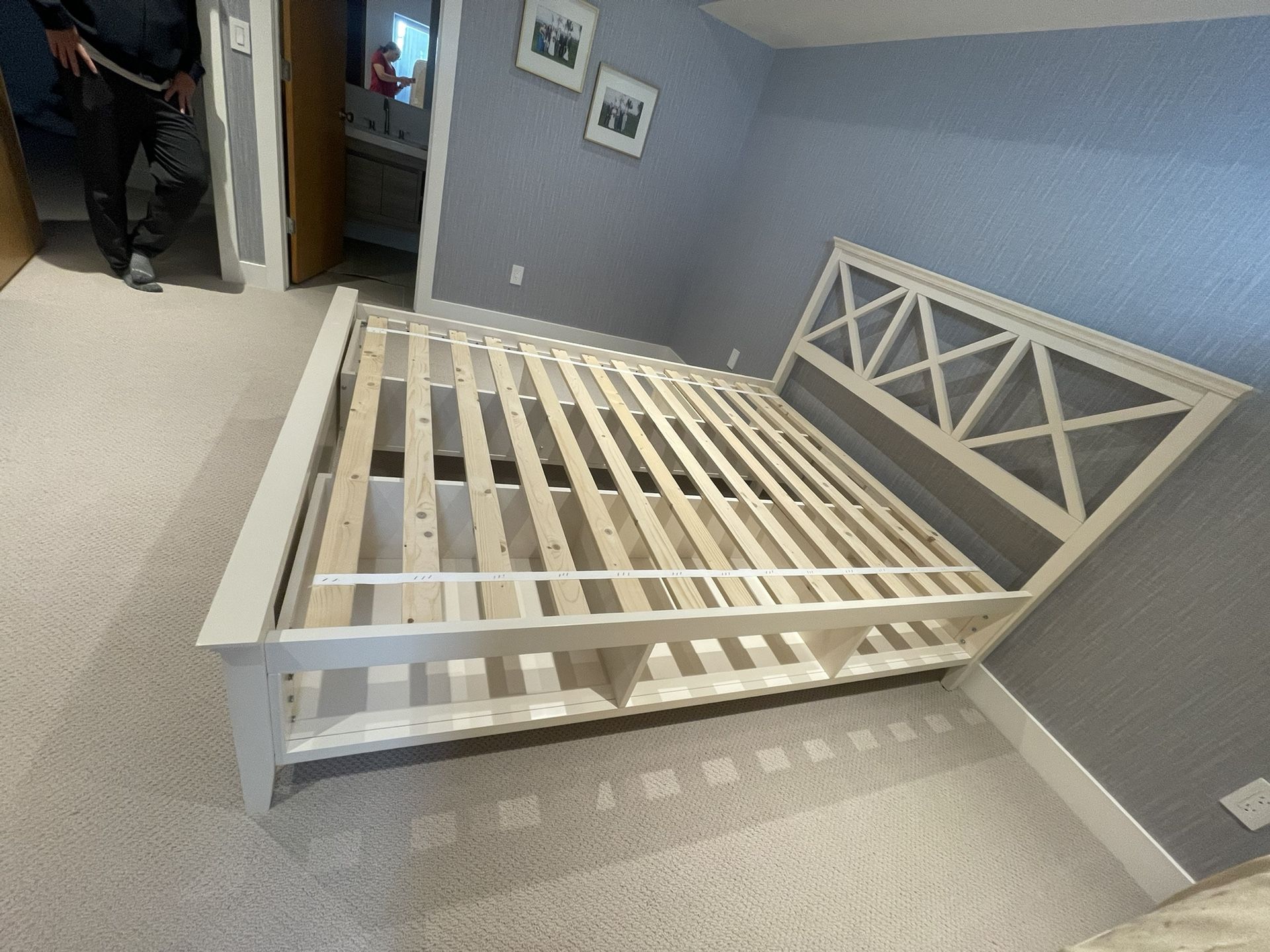 Pottery Barn Clara Lattice Storage Platform Bed W/ Storage Shelves