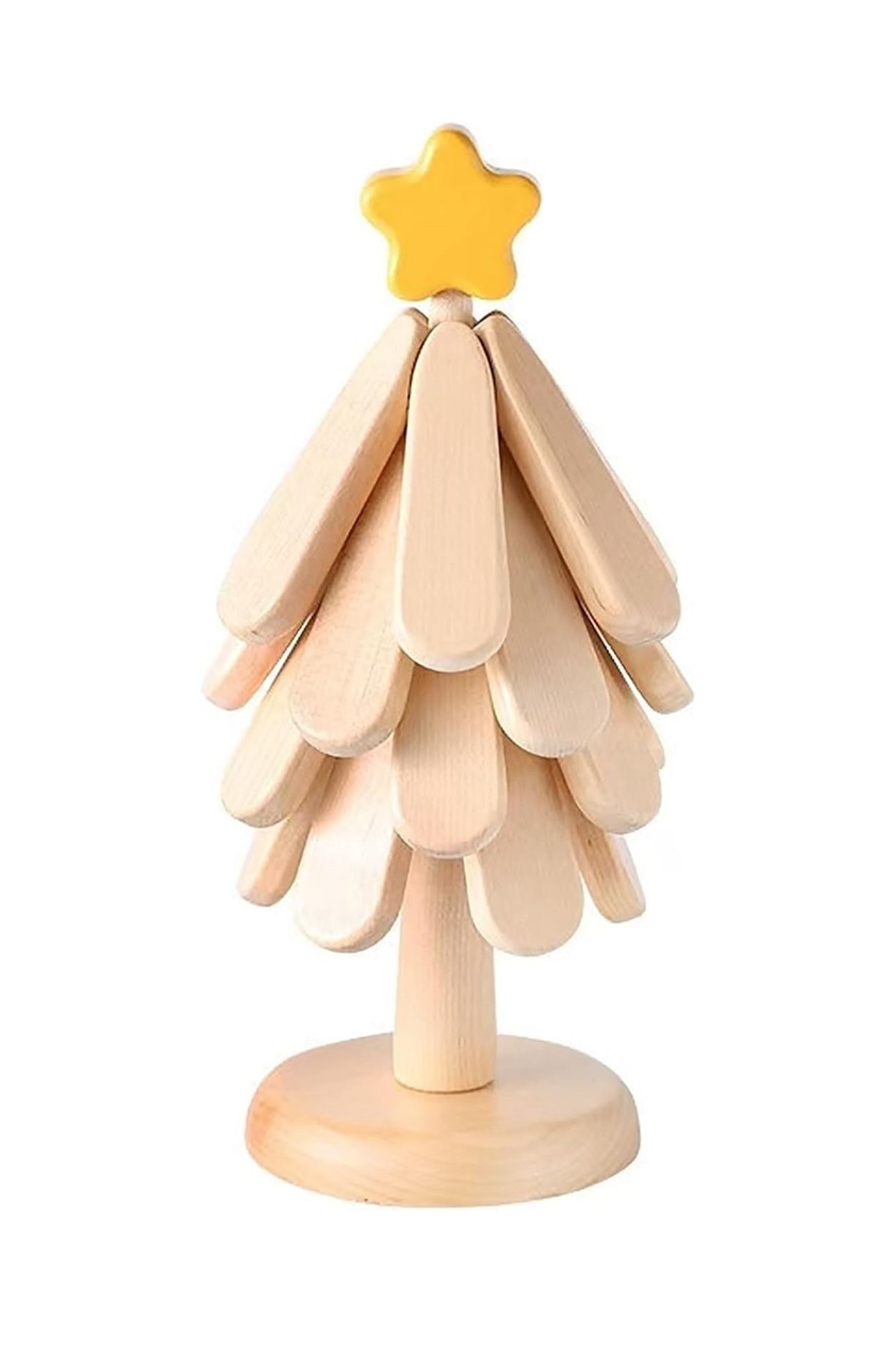 Natural Wooden Tree Trivets for Hot Dishes Wooden Christmas Tree Shaped Coasters for Home Décor Hot Pot and Pan Insulation Skids Wooden Table Decorati