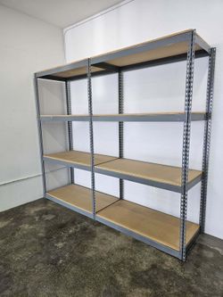 4 Tier Shelving 48 in W x 24 in D American Made Used Heavy Duty Steel Boltless Storage Rack Delivery Available