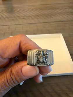 Vintage USmilitary eagle sterling silver signet ring