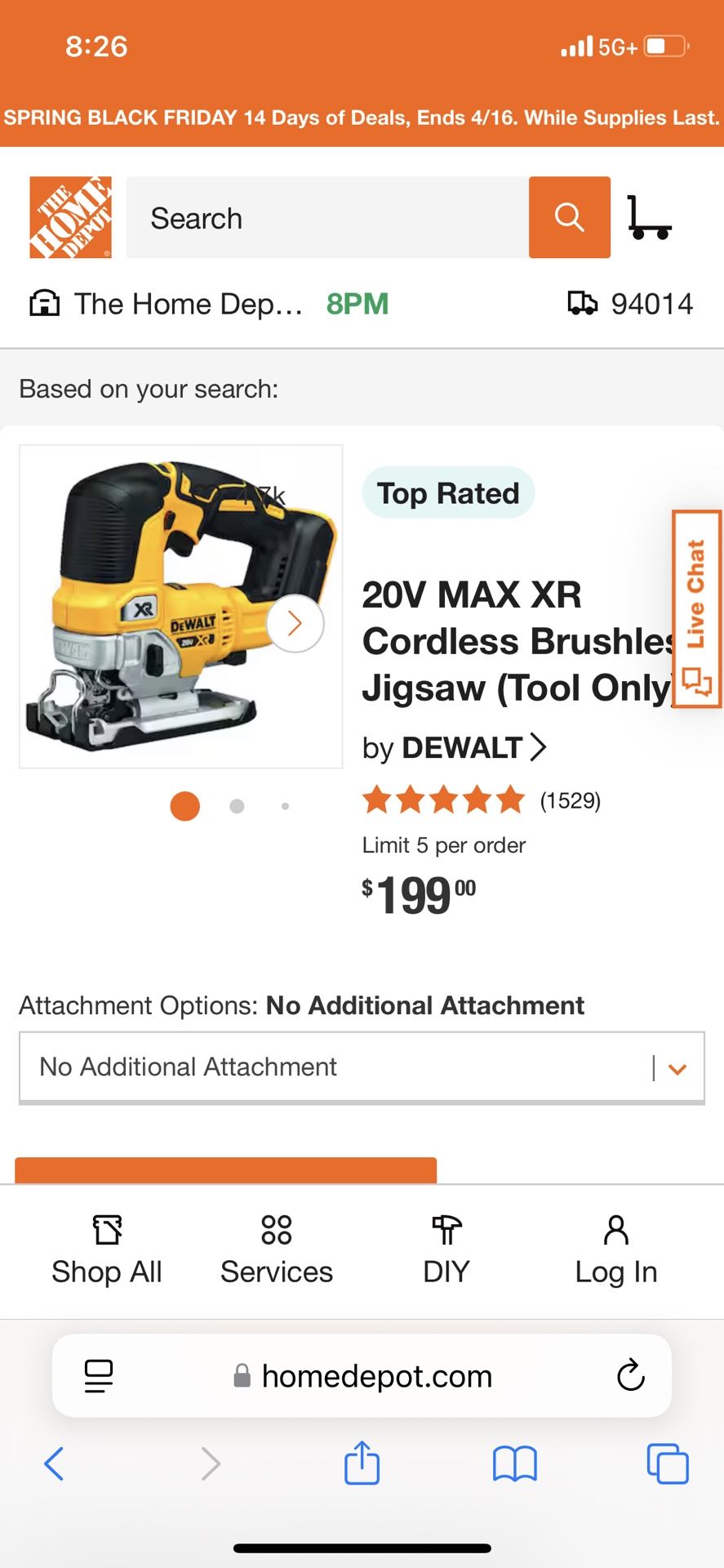 Dewalt XR Jigsaw Tool Only