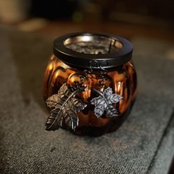 Glass Pumpkin Candle Holder