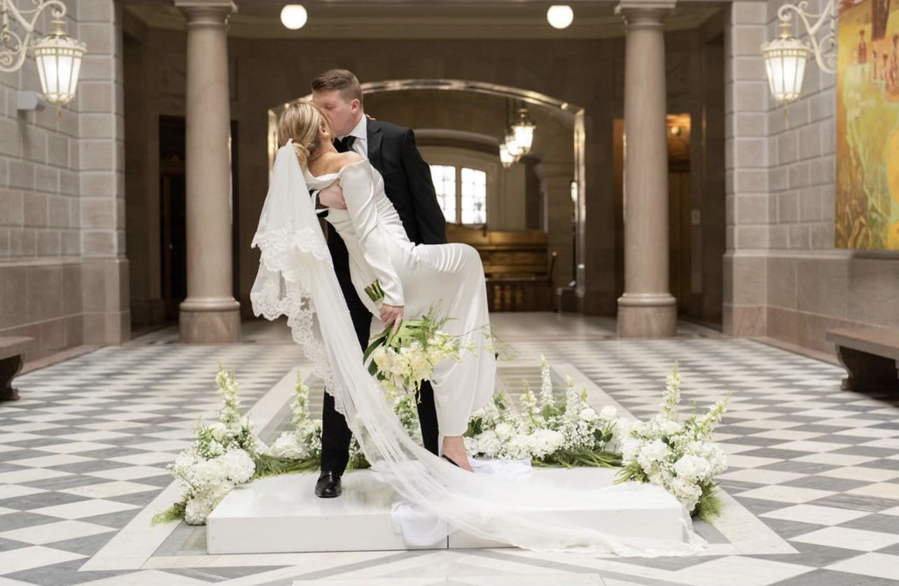 Ceremony Platform w Flower Arrangments