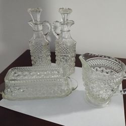 Vintage Anchor Hocking Creamer, Butter And Oil And Vinegar