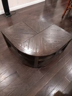 Coffee Table With Lifted Leaves,  Solid Wood