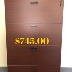 Lateral File  4 High  4 Drawer Cherryman and Office Star Brand, Typically $1200, and eight different colors / $395 2 Drawer’s 