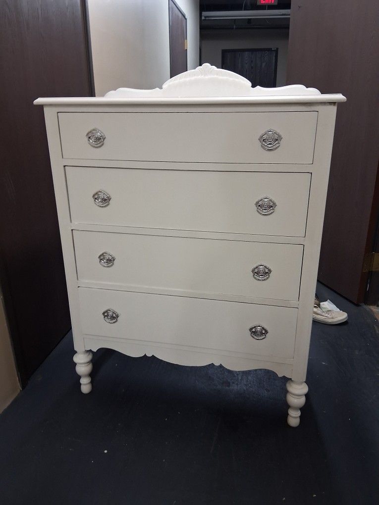 Solid wood white vintage dresser