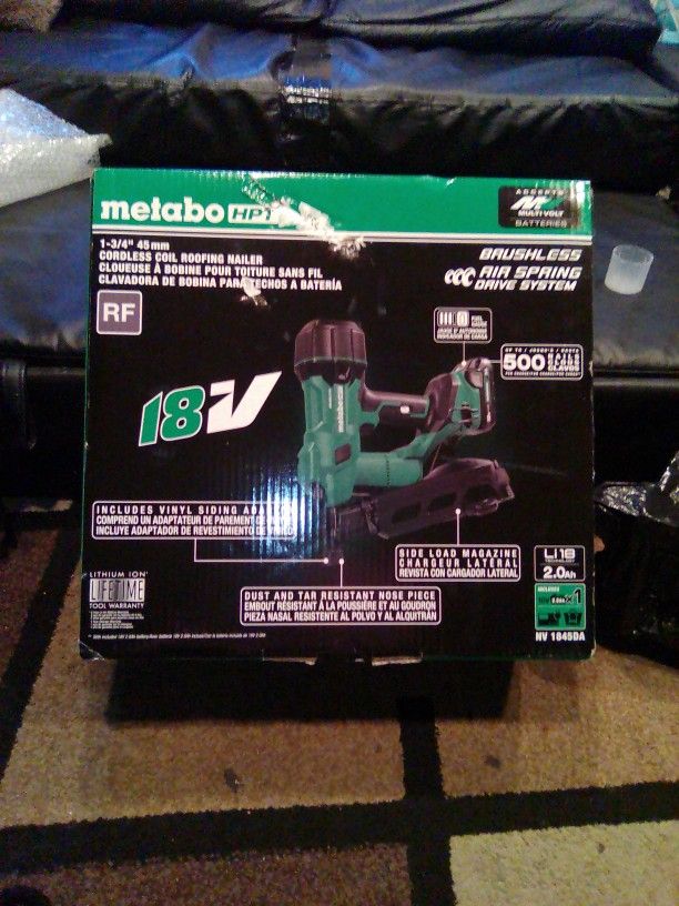Metabo 1 3/4 45mm Cordless Coil Roofing Nailer. 18v