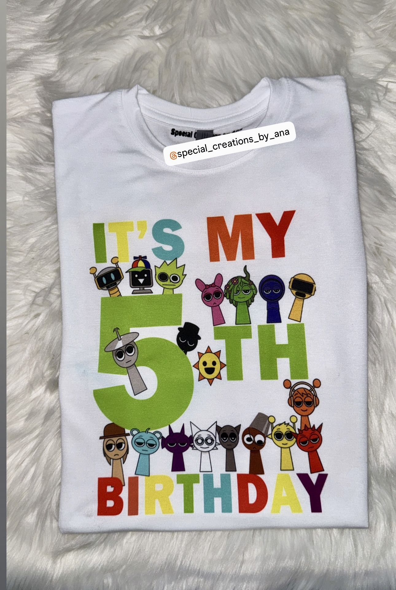 Custom Sprunki Theme 5th Birthday Shirt 🥳 Order yours with any design