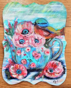 Beautiful Hand Painted 11"×14" Canvas w/acrylic Paint Signed By Artist (unframed)