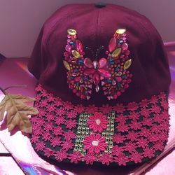 Cute Hat Burgundy Colors, With Butterfly $ 12.00