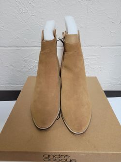 Andre Assous "Sally" Cognac Suede Booties Size 10