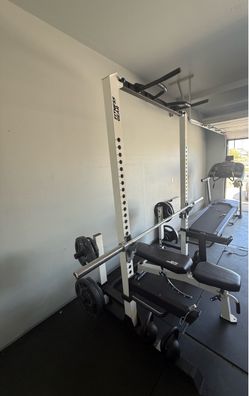 Complete Home Gym Setup – Squat Rack, 300LB Weights, Bench, Treadmill + Mats