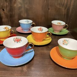 SET OF SIX (6) "WHISKEY IN A TEACUP" CUPS AND SAUCERS - Never Used!