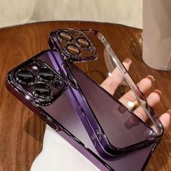 iPhone 14 Pro Max Clear Case – New Never Used – Purple Ring Lens Protector