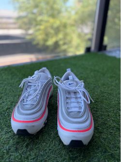 Nike Air Max 97 GS White Metallic Silver Bright Crimson Youth Size 8.5Y Sneakers