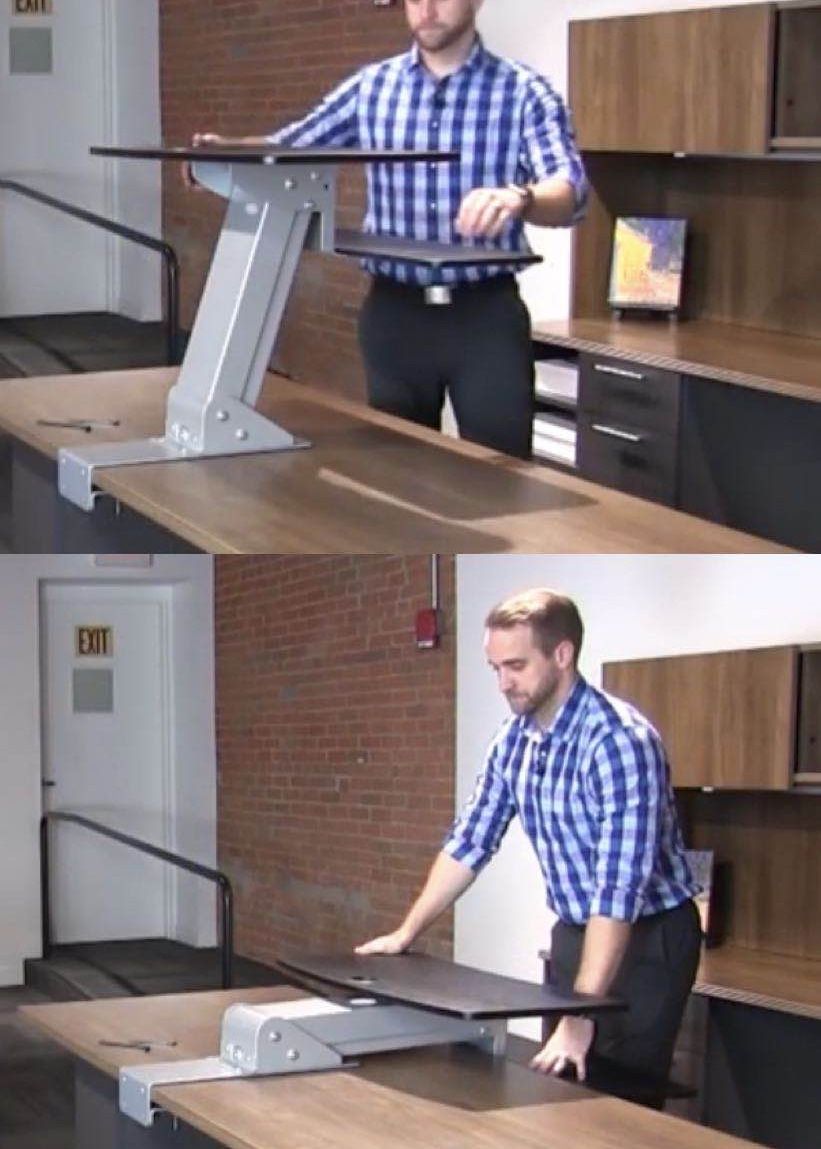 New in box HON Model HS1100 Desk Top Riser Work Adjustable Height Sit to Stand Desktop Mounted Works Between 20” to 30” Depth NOT INCLUDE DESK