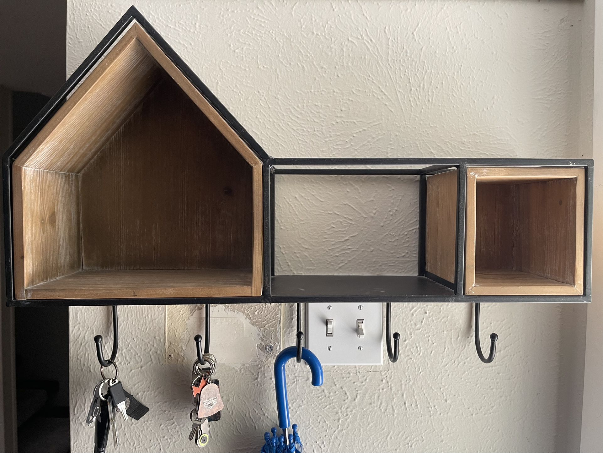 World Market Wood/Metal House Shaped Key Holder For Wall/Organizer/Home Decor