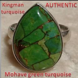 Authentic Mojave Green Turquoise Sterling Silver Ring Size 6 #2