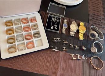 Mixed Fashion Jewelry Lot Watches Bracelets Rings Earrings Necklace