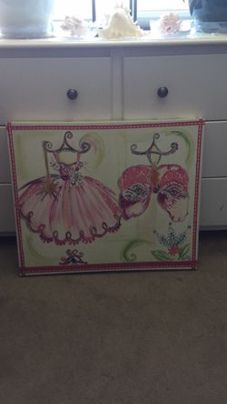 LIESL LONG FAIRY 🧚♂️ PRINCESS WALL HANGING CANVAS PICTURE GIRLS BEDROOM GLITTER 24” x 20”