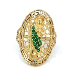 Woman’s Ladies 14k Yellow Gold CZ Cubic Zirconia Saint St. Jude Ring Size 8.5 GP3095085