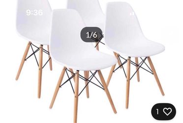 4 White Modern Dining Chairs-NEW