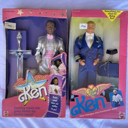 Rare, Vintage Ken Barbie Collection - Super Star And Flight Time Ken