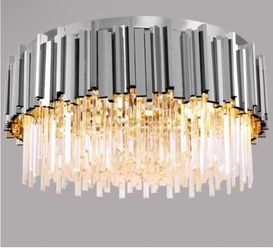 Jade Connor Chrome And Crystal Flush Mount Chandelier