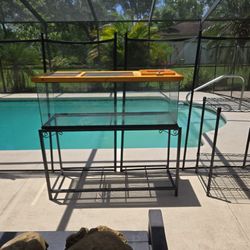 55 Gallon Tank With Wood Lid And Metal Stand