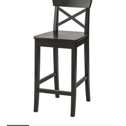 INGOLF Bar stool with backrest, brown-black24 3/4 "