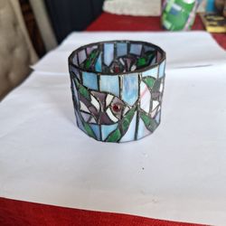 Vintage Stained Glass Candle Holder 21/2"×3"