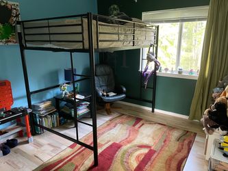 Black Metal Full Sized Loft Bed Frame