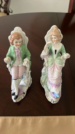 Set Of Porcelain Couple having Tea.  Made In GERMANY