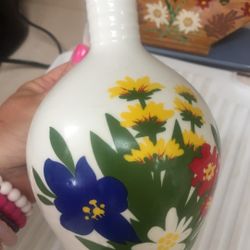 German Flowers Painted On Vase 