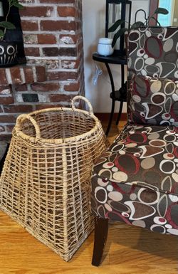 Handwoven Wicker Rattan Storage Basket, ~20”Hx15”W (top)