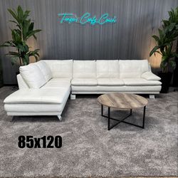 White Italian Leather Sectional Sofa (Delivery Available!! )