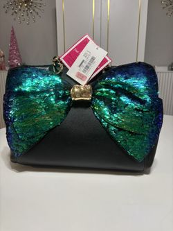 Rare Betsey Johnson Sequin Mermaid Bow Color Changing Purse NWT
