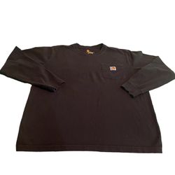 Carhartt Shirt Men Large Black Pocket Outdoors Heavyweight Original Fit Workwear