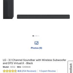 Lg 3.1 Soundbar And Subwoofer Wireless
