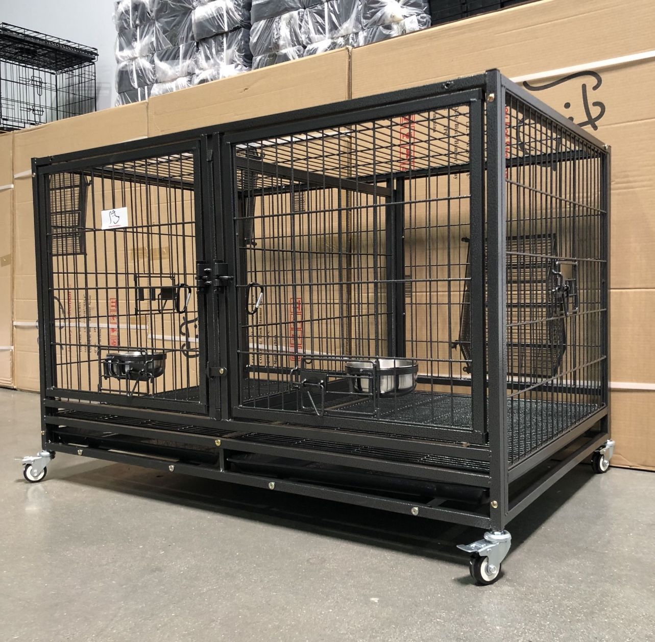 ✨NEW✨ Heavy Duty ‼️ 43” Dog Kennel Cage 🐾🐕 With Wheels‼️🐩🦮