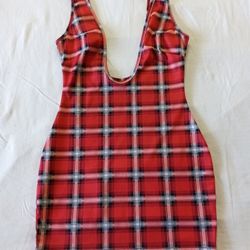 Red Plaid 90s Style Dress