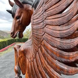 Hand Carved Wooden Horse Sculpture