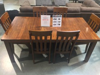 Medium Brown 7 Piece Dining Table Set Sale