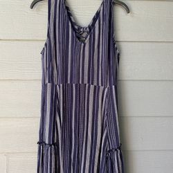 Maurices Women’s Size L Navy Blue Striped Summer Dress