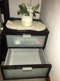 Set of 2-Drawer Nightstand with Frosted Glass Fronts